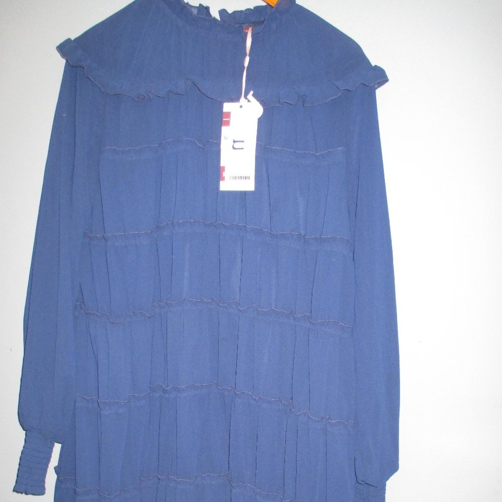 BNWT Udel New York Women's Dress Size L Navy Blue Long Sleeve Women's Dress